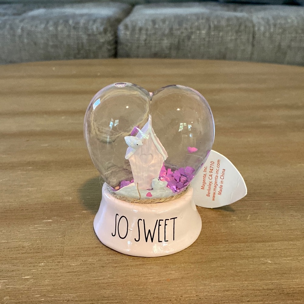 Rae Dunn “So Sweet” heart shaped snow globe